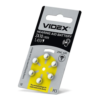 Батарейки Videx ZA10, PR70 для слухових апаратів