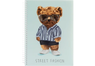 Блокнот А5 80 л спіраль клітинка пластик обл Pets Fashion: Bear (O20832-27)