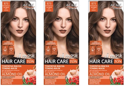 Упаковка тонирующей маски для волос Acme Color Hair Care Ton oil mask №875 Пепельно-русый 30 мл х 3 шт (ROZ6400230638)