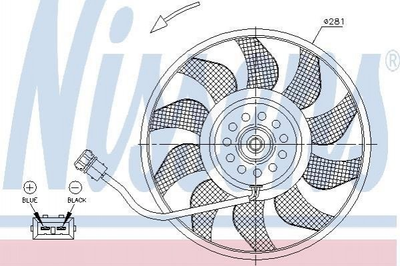 Вентилятор охолодження двигуна NISSENS 85618 Volkswagen Transporter 701959455AE, 701959455AM, 701959455C