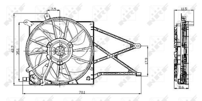 Вентилятор охолодження двигуна NRF 47015 Opel Astra, Zafira 1314453, 1314539, 1314542