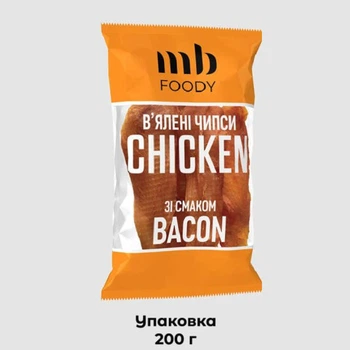 В'ялені курячі чіпси MB FOODY CHICKEN Shaka chips_BACON перекус в дорогу 200 г (00-00001352)