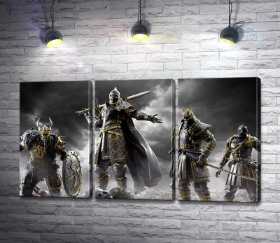Модульная картина Воины разных стран на постере игры For Honor 60x34 см Модуль №2 (004157)