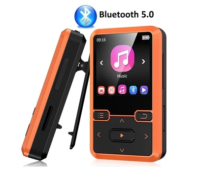 MP3 плеер Benjie M10 Clip Bluetooth 5.0 Hi-Fi 32Gb с клипсой Black/Orange