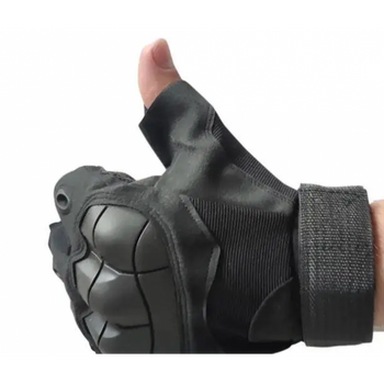 Тактические перчатки безпалые с усиленной защитой размер L-XL Черные (D-2019091604)