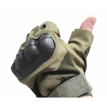 Тактические перчатки безпалые с усиленной защитой размер L-XL Зеленые (D-2019091603)