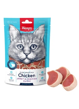 Ласощі Wanpy Chicken Jerky & Codfish Sushi для котів, суші з куркою та тріскою, 80 г