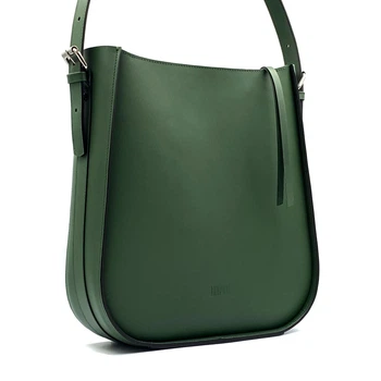 Зеленая кожаная женская сумка оригинальной формы Lamponi Lisa, green matte