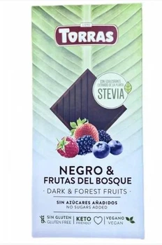 Шоколад Torras черный с лесными ягодами без сахара Torras stevia dark 125г