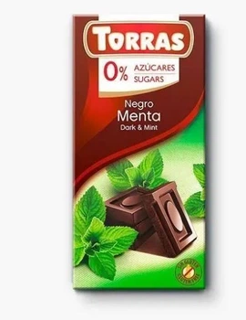 Шоколад Torras черный с мятой без сахара и глютена 75 г