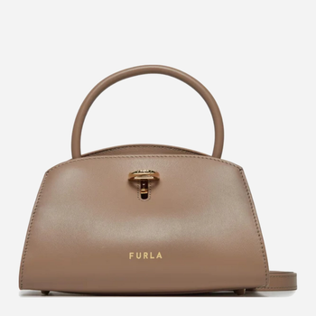 Сумка крос-боді через плече жіноча з натуральної шкіри Furla Genesi Mini Tote WB00869BX00531257S9107 Бежева (8050597394541)