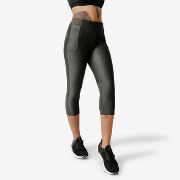 Легінси жіночі Dry+ Feel для бігу укорочені хакі - S UA42L31
