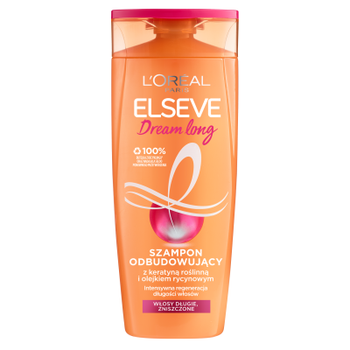 Відновлювальний шампунь L’Oreal Paris Elseve Dream Long для довгого, пошкодженого волосся, з рослинним кератином та рициновою олією 400 мл
