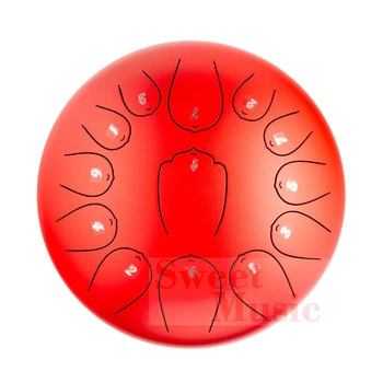 Глюкофон 12" (30см) 13 нот Hluru Huashu THL13-12 Red Carbon Steel Tongue Drum