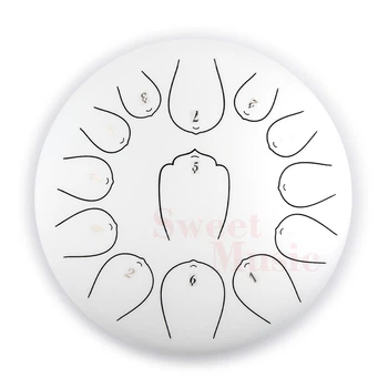 Глюкофон 12" (30см) 13 нот Hluru Huashu THL13-12 White Carbon Steel Tongue Drum