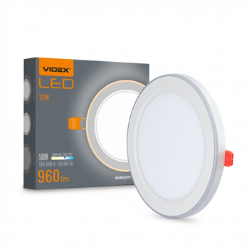 LED світильник вбудований круглий з декоративною підсвіткою VIDEX 12W 5000K +4W 2700K (VL-DL4R-1252)