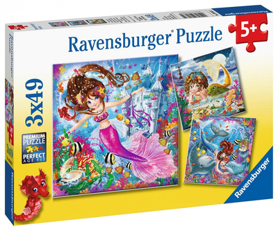 Zestaw puzzli Ravensburger Charming Mermaids 3 x 49 elementów (4005556080632)