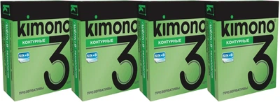 Презервативи Kimono Контурні з точками та ребрами 4 упаковки по 3 шт (ROZ6400229369)