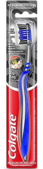 Зубна щітка Colgate "ZigZag з деревним вугіллям", середня, сіро-синя
