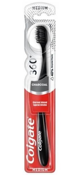 Зубна щітка Colgate 360° Charcoal Medium - чорна