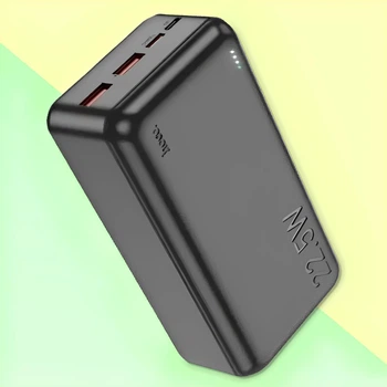 Портативна батарея повербанк JІО1В 30 000 mAh Power bank для телефону зі швидкою зарядкою, 22.5W, Чорний