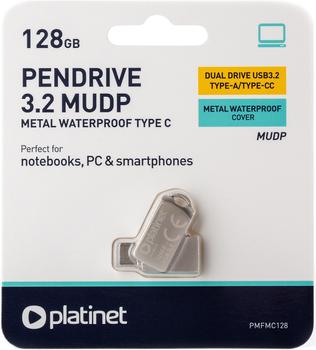 Pendrive Platinet 45606 45969 USB 3.2 / Type-C Black (PMFMC128)