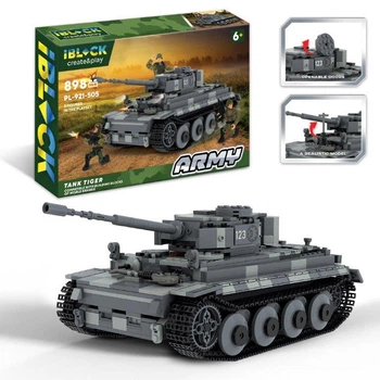 Конструктор пластиковий Армія Військова техніка Танк Panzer VI Tiger Тигр 898 деталей iBlock 48*9*32см