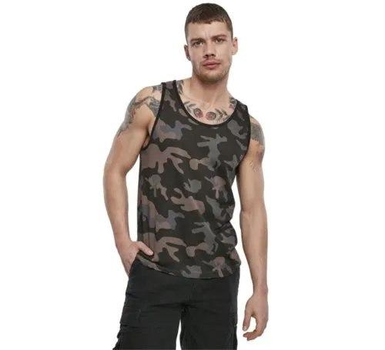 Тактична майка, футболка без рукавів армійська 100% бавовни Brandit Tank Top Dark Camo чорний мультикам M