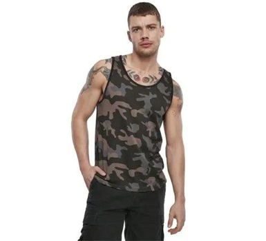 Тактическая майка, футболка без рукавов армейская 100% хлопка Brandit Tank Top Dark Сamo черный мультикам M