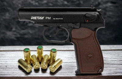 Стартовый шумовой пистолет RETAY ПМ Макаров + 20 шт холостых патронов (9 mm)