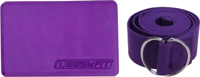 Набор Блок для йоги EasyFit Фиолетовый EF-1818-V (56000904) + Ремень для йоги и растяжки EasyFit EF-1830-V Фиолетовый (56001299)