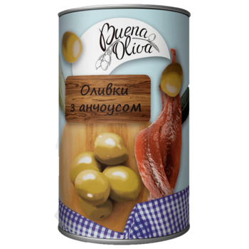 Оливки зеленые без косточек фаршированные анчоусом Buena Oliva 314 г