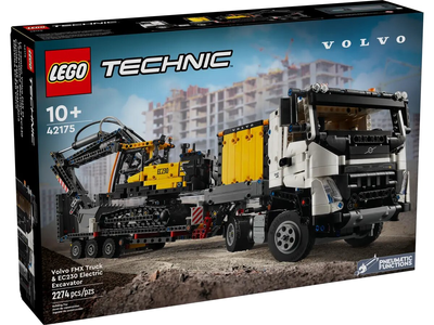 Zestaw klocków Lego Technic Ciężarówka Volvo FMX i koparka EC230 Electric 2274 elementy (42175)