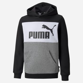 Bluza z kapturem chłopięca Puma ESS Block Hoodie FL B 84908101 128 cm Czarny/Biały (4064535880731)