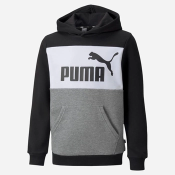 Bluza z kapturem chłopięca Puma ESS Block Hoodie FL B 84908101 140 cm Czarny/Biały (4064535880748)