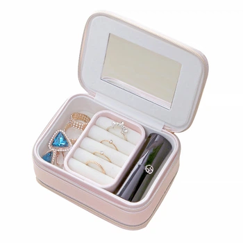 Шкатулка Casegrace SP-01167 Pink для украшений и ювелирных изделий портативная с зеркалом