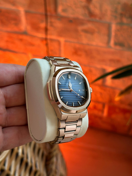 Мужские часы Poedagar Nautilus золотые, синий циферблат