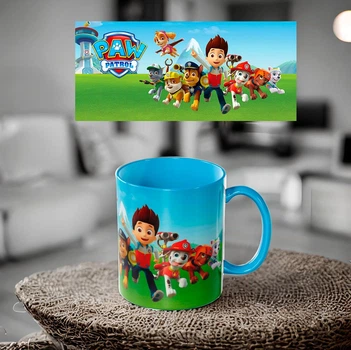 Чашка голубая внутри 330мл с принтом Щенячий патруль Paw patrol 2