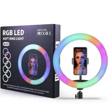 Світлодіодна кільцева LED лампа з кріпленням для телефону RGB MJ-33 33 см диаметр