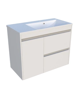 Тумба Wega 900 c умывальником Edison 900 R, белый глянец