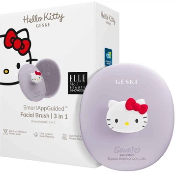 Щетка для лица GESKE Facial Brush 3 в 1 by Hello Kitty фиолетовый с держателем