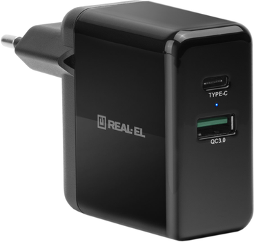 Мережевий зарядний пристрій Real-El CH-350 Quick Charge Чорний (EL123160017)