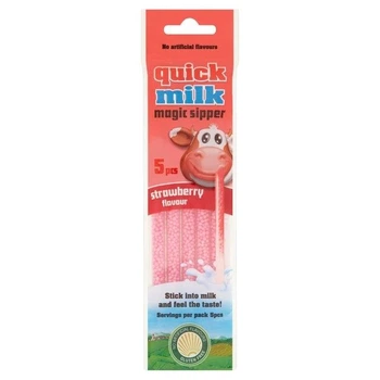 Трубочки для молока Quick milk Клубника 5 шт*6 г 30 г