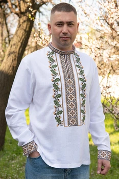 Чоловіча вишиванка V&V Дуб M Білий (470126193-001)