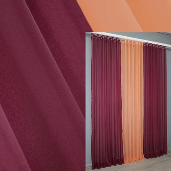 Декоративная гардина VR-Textil № 002дк шифон бордовый с персиковым 500х250 (11-0038)