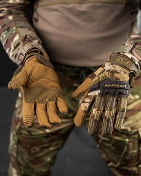 Тактичні повнопалі рукавички Mechanix M-Pact XL койот+мультикам (56681)