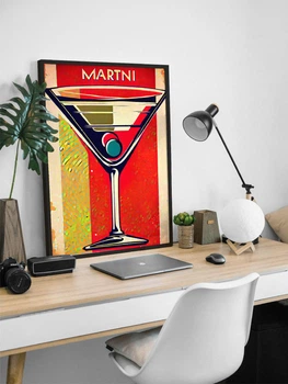 Вінтажний постер у рамці коктейль Мартіні / Martini / Вінтажний плакат