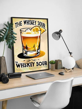 Постер у рамці Коктейль Віскі Сауер / Вінтажний плакат Whiskey Sour
