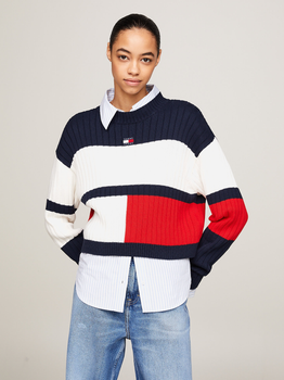 Sweter damski z bawełny Tommy Jeans DW0DW18117-YBH M Biały (8720646691111)