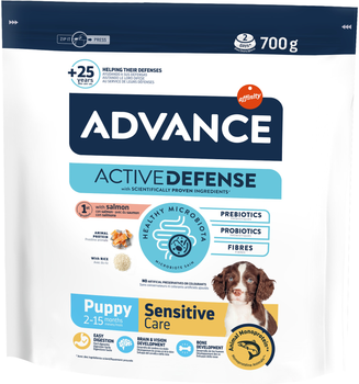 Сухой корм для щенков всех пород с чувствительным пищеварением Advance Dog Puppy Sensitive с лососем и рисом 0.7 кг (8410650582894)